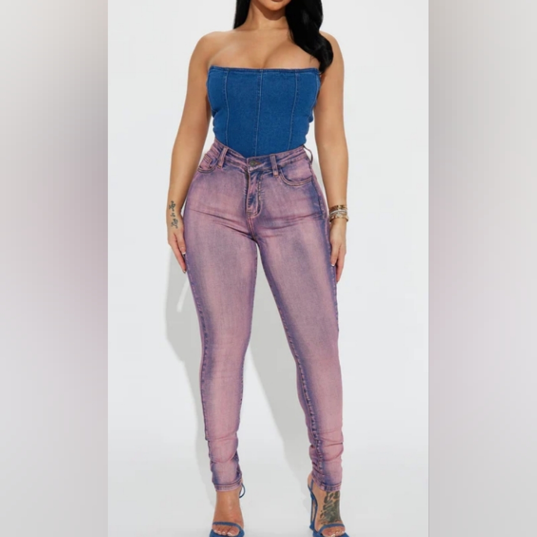 Fashion Nova Believe Me Tinted Stretch Skinny Jeans Misses Size 16 Nwt